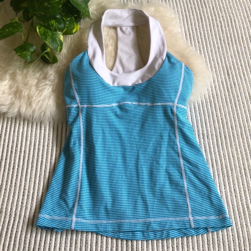Lululemon Blue & White Scoop neck racerback tank
